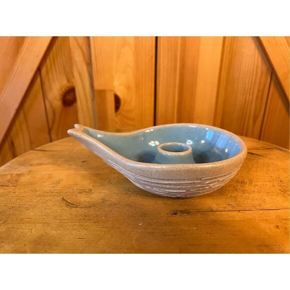 Vtg PIGEON FORGE Pottery “Fish Tail” blue CANDLE HOLDERS mcm Modern - Picture 1 of 8